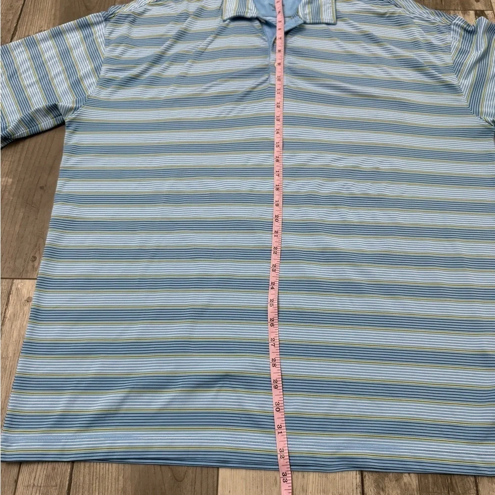 Nike Golf Polo Mens XXL Dri Fit Blue Striped Embroidered Shirt UV Protec…
